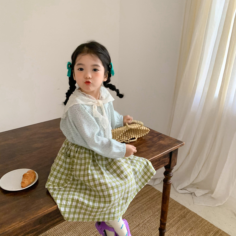 Gonne per ragazze 2022 primavera nuovi bambini moda cotone Plaid lungo abbigliamento ragazza bambino A-line bambino gonna con volant per bambini