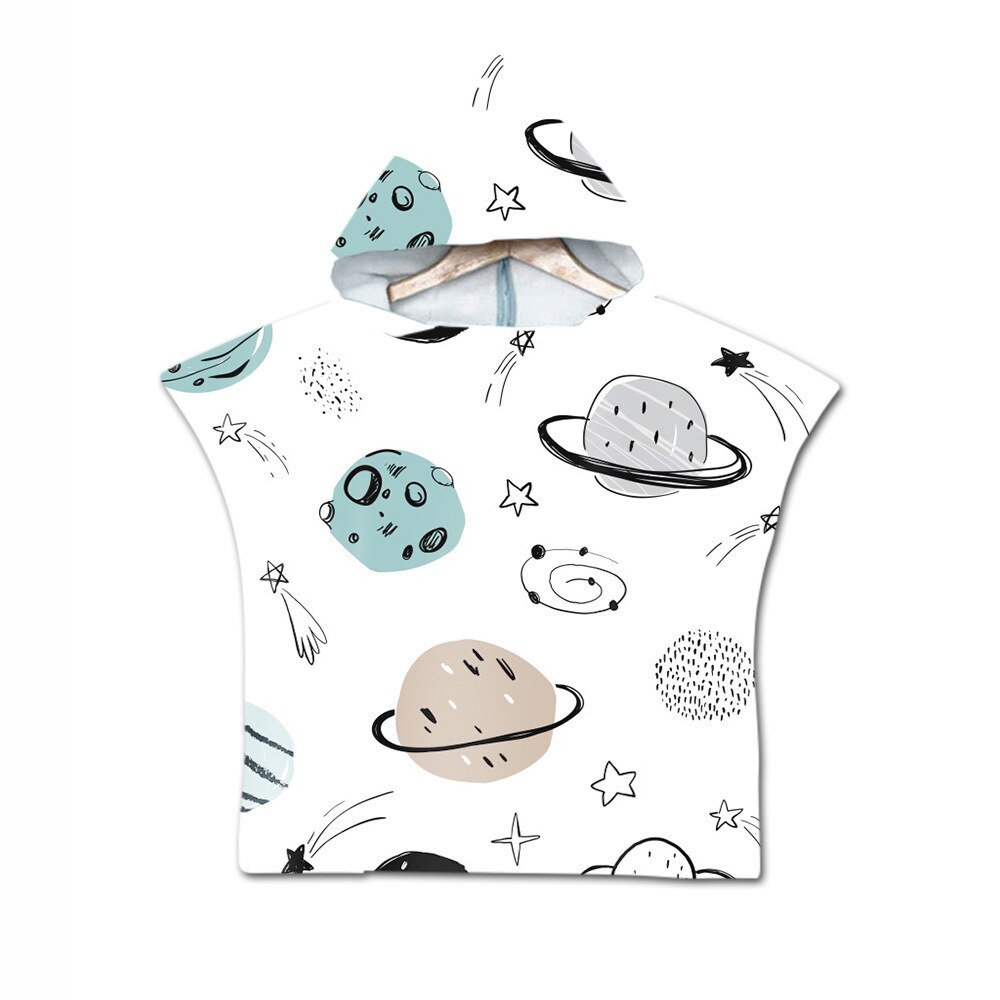 Microfiber Gedrukt Kids Strand Poncho Handdoek Outdoor Kind Wetsuit Veranderende Gewaden Met Mantel Quick Dry Hooded Badhanddoeken 60*80Cm