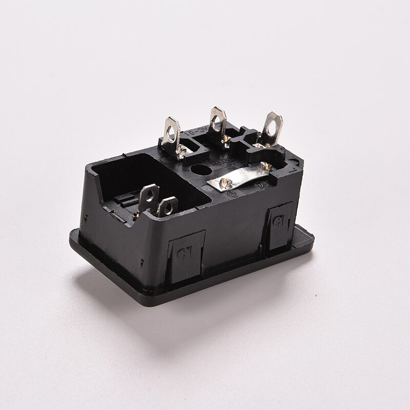 1pcs Black 10A 250V IEC320 C14 3 Pin Fused Power Socket Connector with Rocker Switch