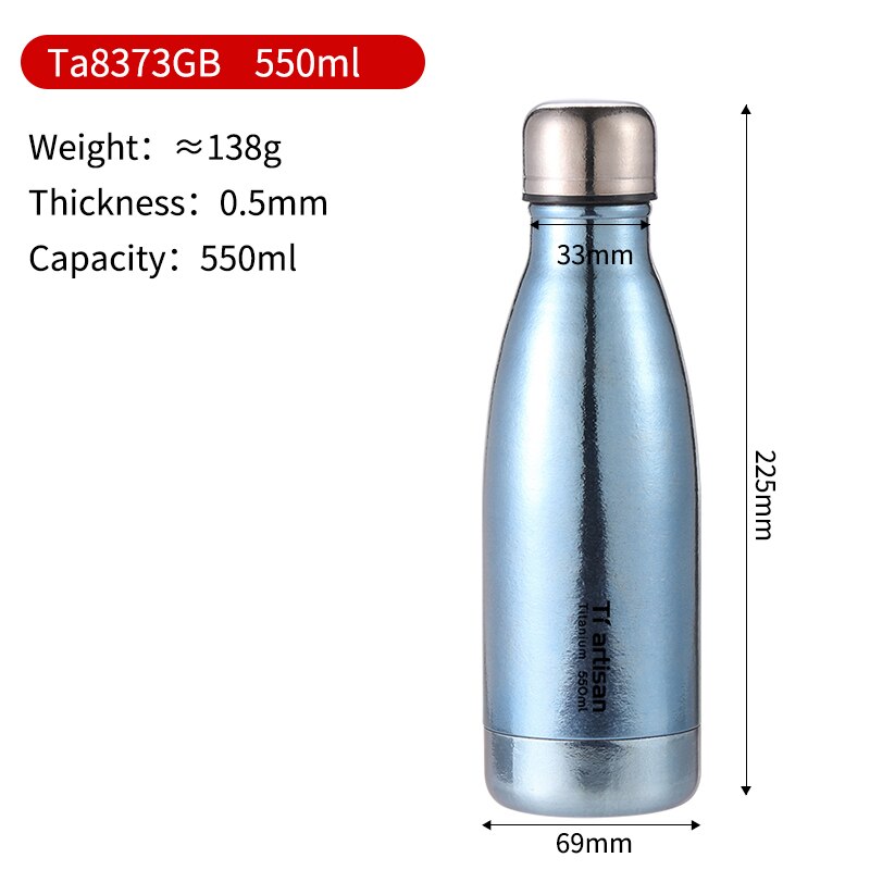 Titanium Licht Wandelen En Kamperen Fles Herbruikbare Lekvrij Ongeïsoleerde Titanium Water Kolf Coke Fles 550Ml Reizen Buiten: Ta8373GB