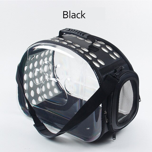 HEYPET portabebés para perros gato jaula plegable cajón plegable Bolso de Plástico bolsas de transporte mascotas suministros mochila transparente: black / L42W28H32cm
