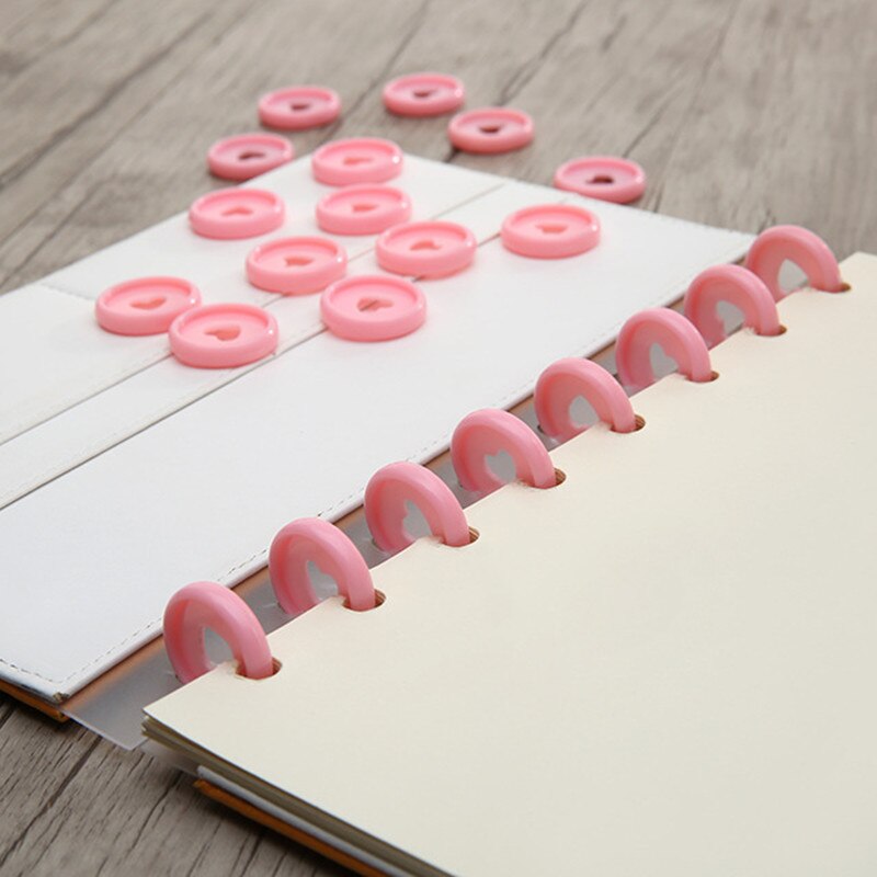 30 Pcs Solid Heart Binder Rings for Notebooks 24mm Diy Happy Planner Disc Loose Leaf Mushroom Binder for Scrapbooking A20-S1: 30 Pcs-Pink