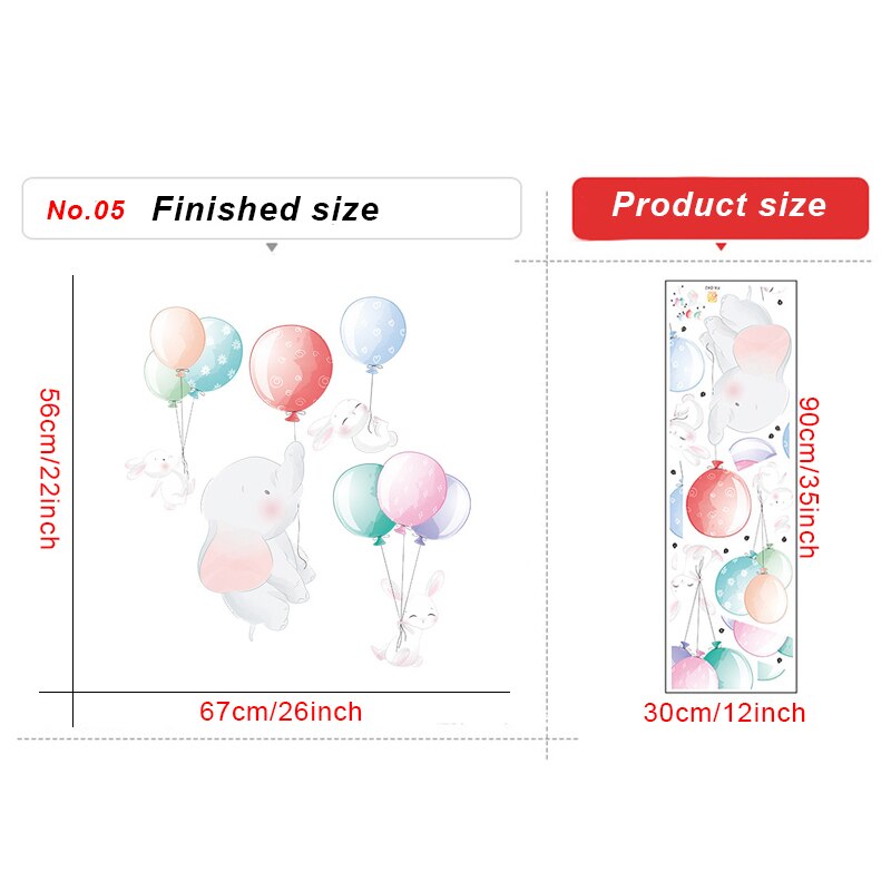 Cute Unicorn Rabbit Wall Stickers Kids room Nursery Wall Decor Sticker Pretty Girls Flying Elephant Cartoon Decals Home Decor: No.05