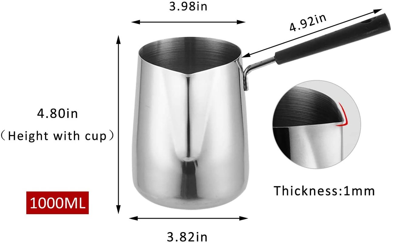 Stainless Steel Wax Melting Pot with Pointed Cup Mouth Long Handle Wax Melting Pot for Soap Candle Making Kits (1000ml)