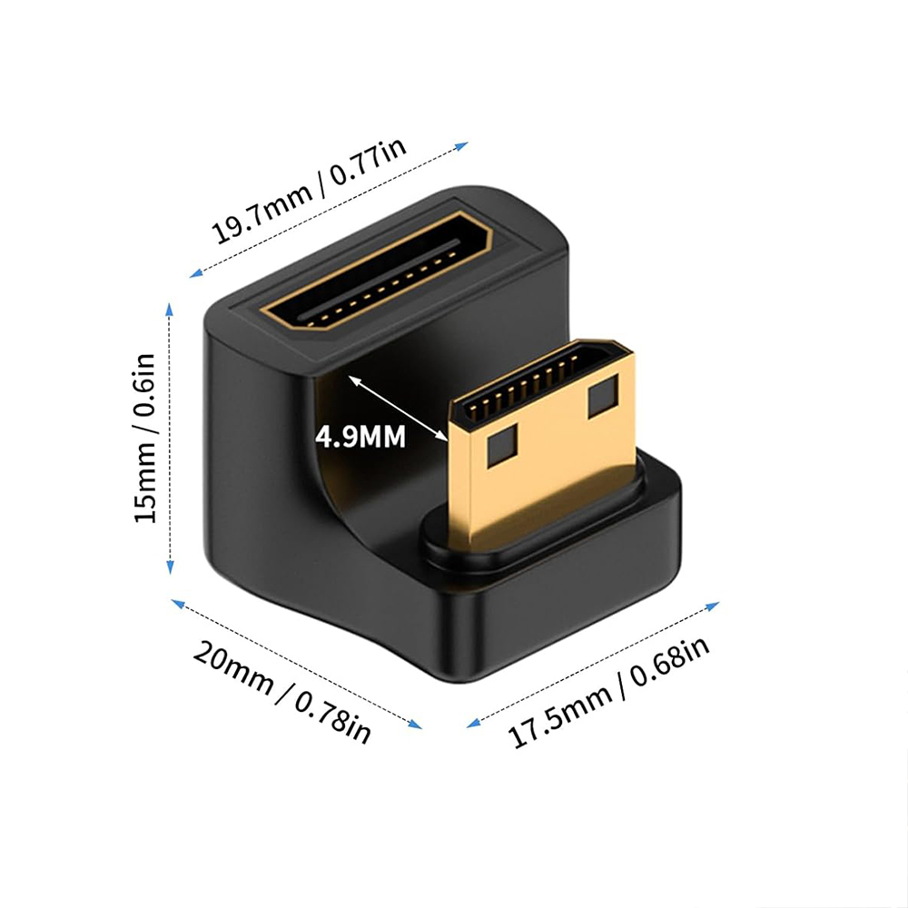 Adaptadores compatibles con HDMI en forma de U UHD 8K, convertidor extensor Mini-HD a HD de ángulo arriba y abajo para Monitor, tableta, videocámara y portátil: Azul cielo / 3 m