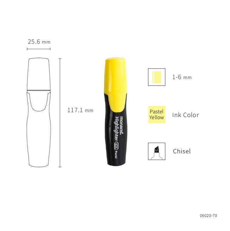 Monami 604 Pastel Color Highlighter Pen Mild Colors Marker Liner Highlighting Drawing Painting Office School Supplies A6088: Pastel Yellow