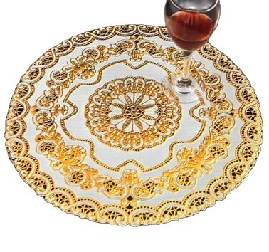 Set de table moderne en dentelle PVC, en plastique doré, set de table, tasse en tissu, pour les mariages, les repas, le thé, le café, sous-plat, set de table, napperon, set de cuisine