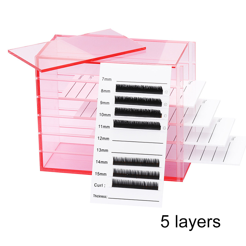 Caja de almacenamiento de extensiones de pestañas, paleta acrílica de 5 capas, organizador de pestañas, soporte de exhibición, suministros de herramientas de maquillaje, 1 Uds.