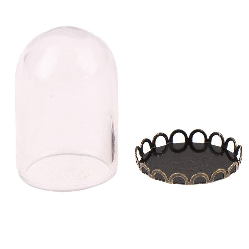Glas Dome Display Hout Kurk Bell Jar Cover Display Met Houten Base Hoogte 3Cm Tafel Decoation Craft