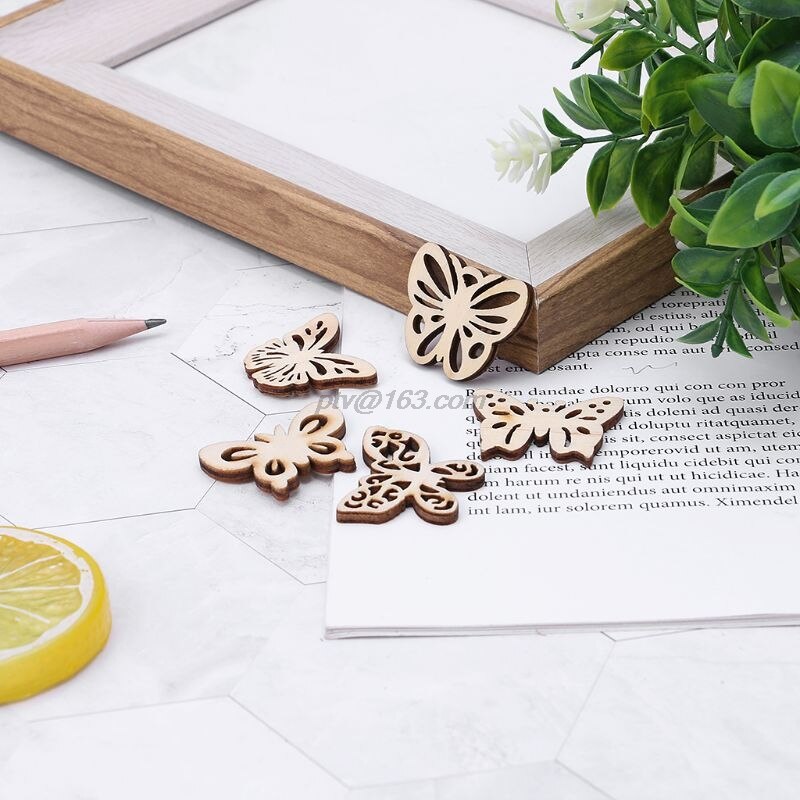 50 Pcs Cut Hout Vlinder Versiering Houten Vorm Craft Wedding Decor