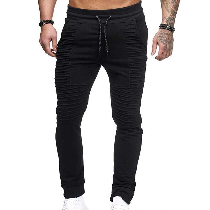 Joggingbroek heren gestreepte casual broek strakke joggingbroek effen lange joggingbroek hiphop streetwear heren broeken: M / Zwart