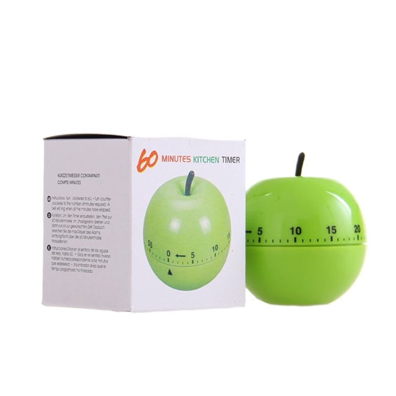 Green Cute Fruit Shape Mechanical Kitchen Timer Loud 60 Minutes Time Interval