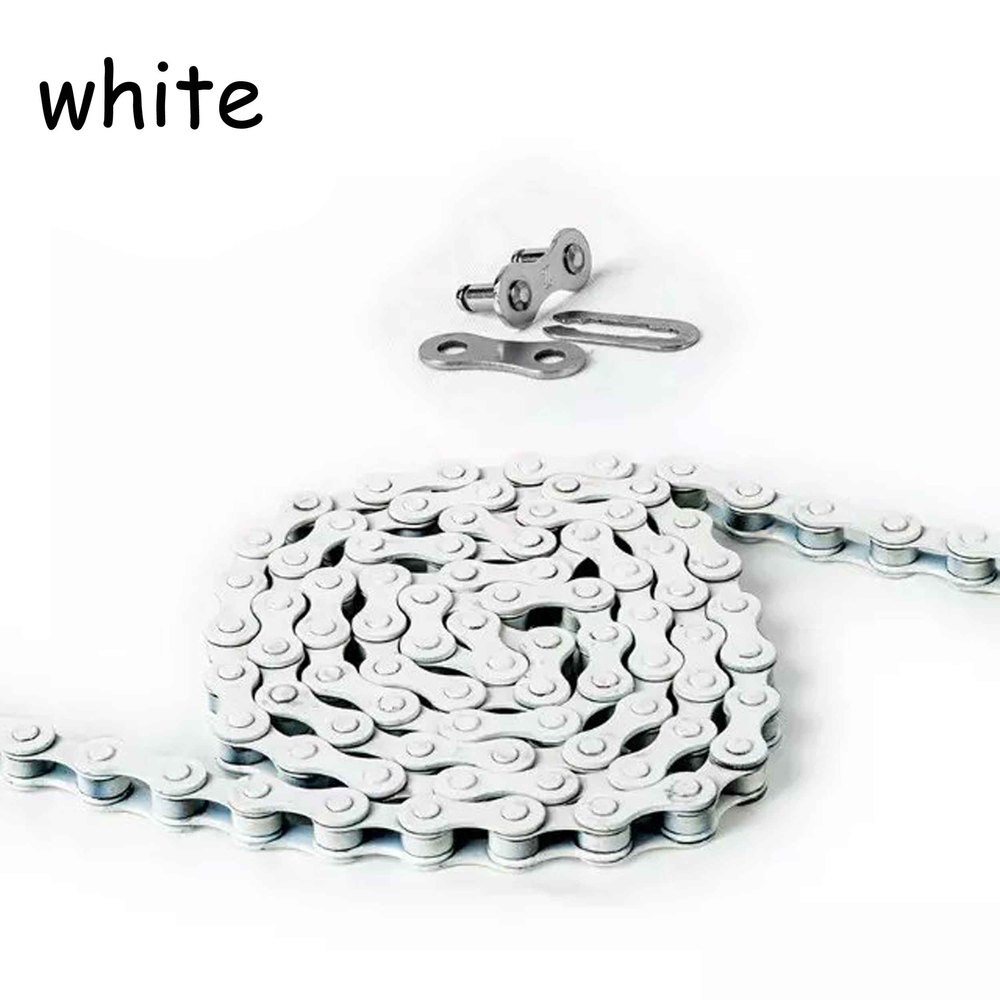 Fixed gear track bike bicycle chain single speed chain magic button chain colorful 98 links CZC004: White