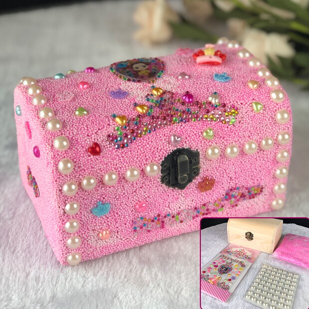 Enfants fait à la main bricolage matériel sac fille en bois massif papeterie boîte boîte à crayons flocon de neige boue bâton perceuse boîte de rangement: M-4
