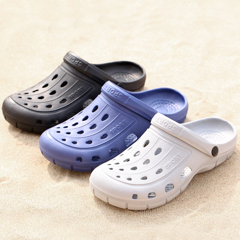 Sabots homme sandale pantoufles chaussures de jardin antidérapant été chaussures d'eau sans lacet pour plage piscine salle de bain léger respirant