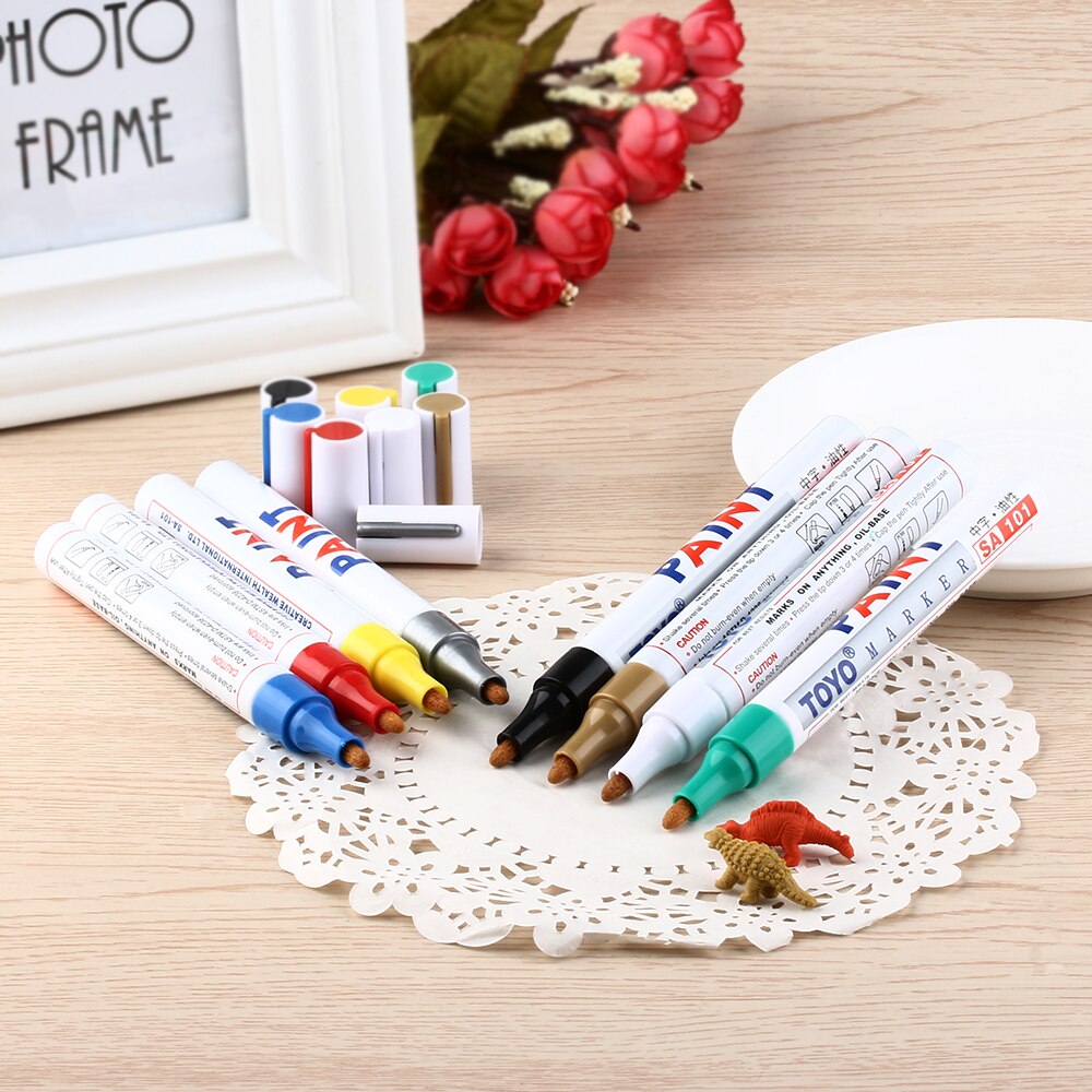 Tire Rubber Metal Glass Wood Stone Waterproof Oil Pen Colourful Oily Marker Paint Pen School Stationery Office Supplies