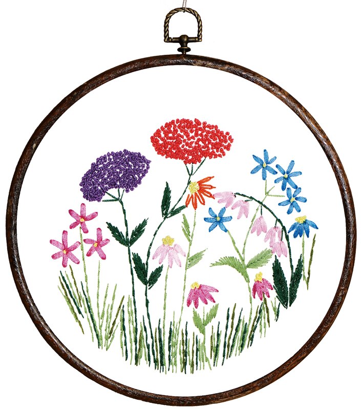 30 x 30cm blomster båndbroderisæt pletmalesæt håndværkssæt diy håndlavet håndarbejde kunst boligindretning