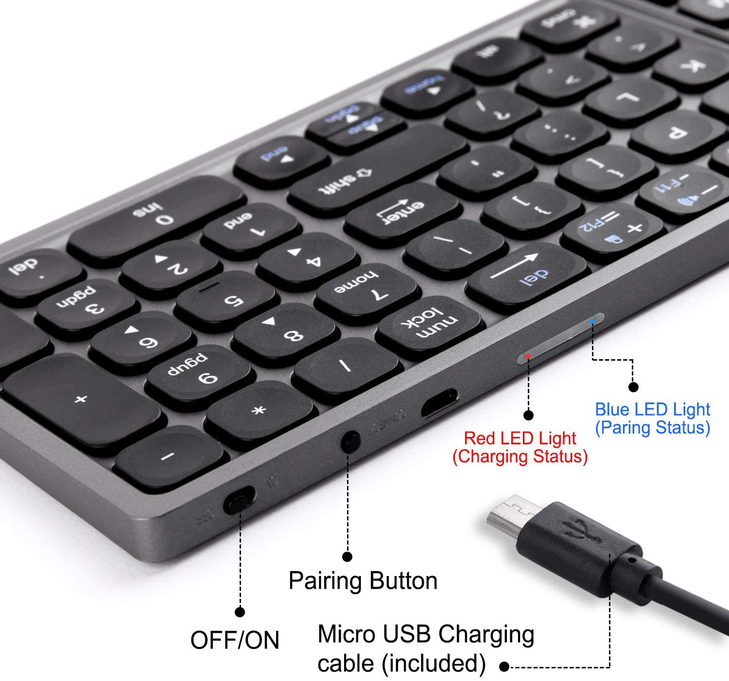 KOMODO-miniteclado inalámbrico plegable con Bluetooth, teclado numérico para Windows, Android, IOS, tableta, Ipad, teléfono