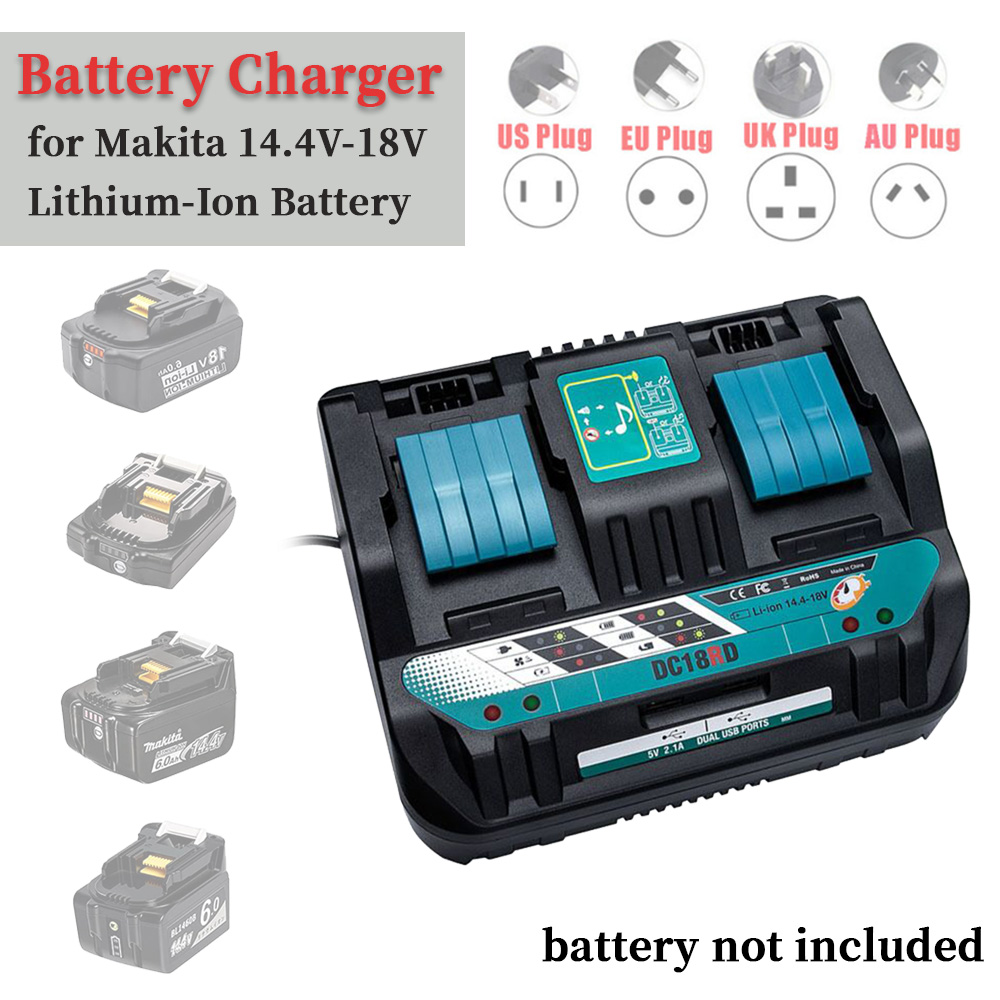 18V DC18RD Dual Poorten Batterij Oplader voor Makita 14.4V-18V Lithium-Ion Batterij BL1415 BL1430 BL1830 BL1840 BL1850 BL1850B