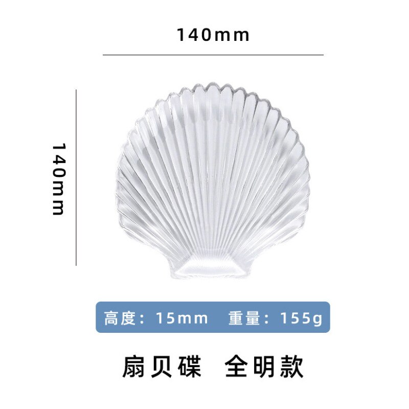 Série océan bol en verre cristal sans plomb, en forme de conque, assiette Phnom Penh, assiette à festons, étoile de mer, collation, salade: Transparent shell pl