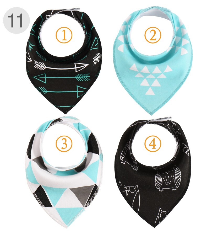 4 stycken haklappar för pojkar och flickor rapsdukar bandana haklappar babybandana vattentäta dribbla haklappshanddukar för spädbarn: Mönster 11