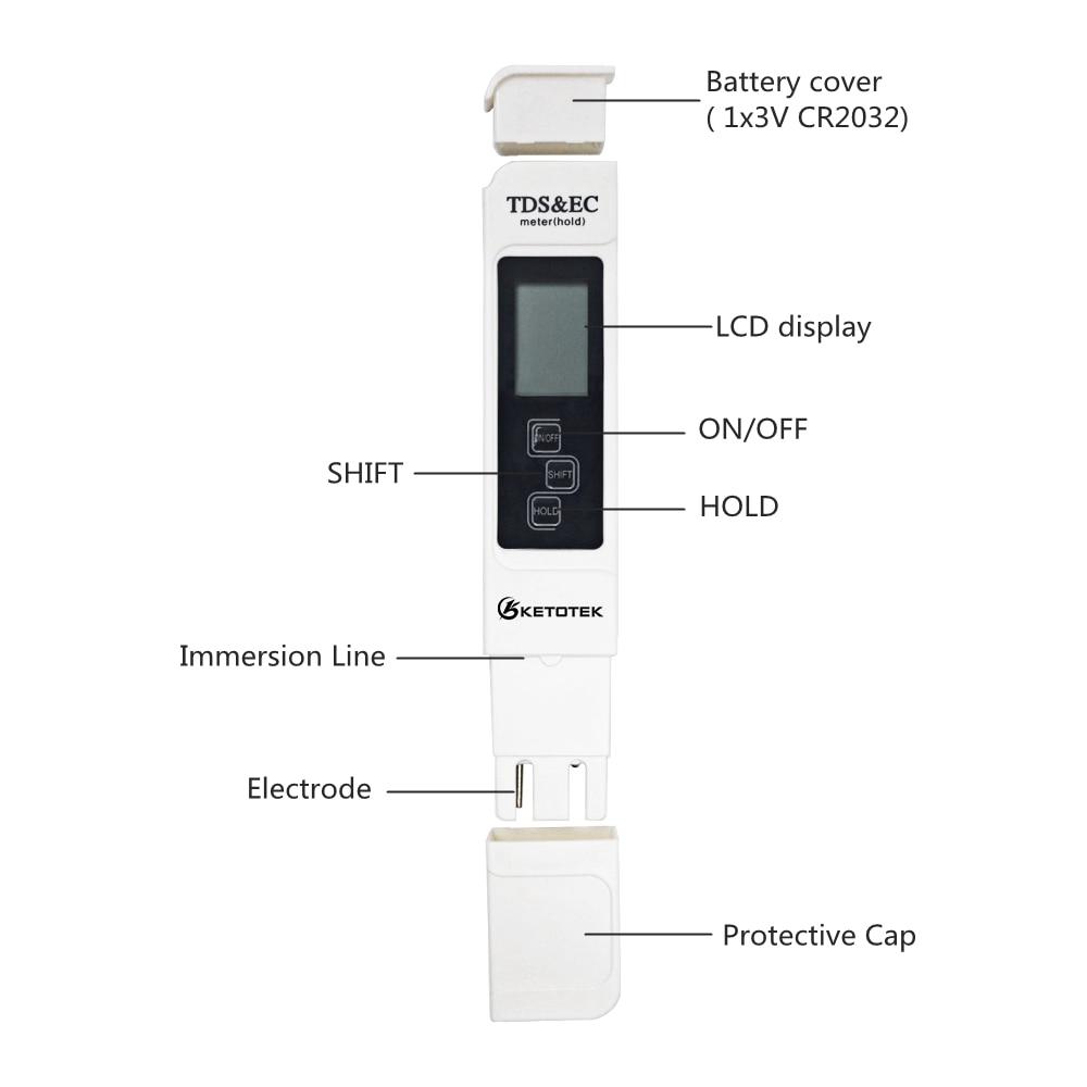 Portable Digital ATC PH Meter And TDS&amp;EC 0-9999us/cm 0-9999ppm 0.00~14.00 Aquarium Pool Water Wine Urine automatic calibration