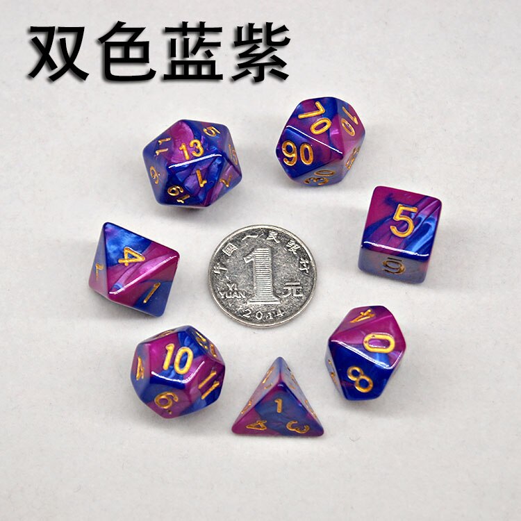 Multi-mix farve 7 stk terning sæt trgp spil polyhedron  d4-d20 multi-facetteret terningtårn akryl dados rpg multi-faced dnd terninger: L