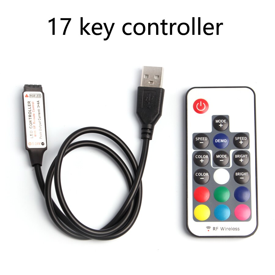 5V 12V 24V USB Led Strip Lights RGB USB RF Remote Controller 5 12 24 V Volt USB LED Strip light 3 11 17 24 Key Remote Wireless