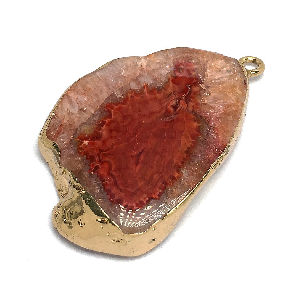 LE CIELO 1PC Naturale di Pietra di Vendita Caldo Alla Moda Agate Pendenti Con Gemme E Perle Del Pendente Della Collana per Monili Che Fanno FAI DA TE Collana: Orange