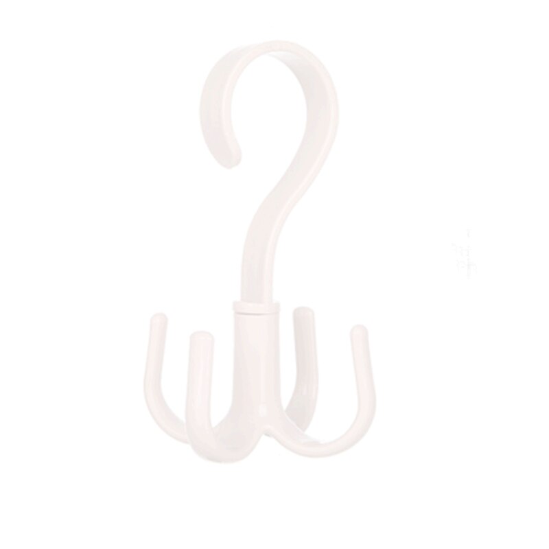 Creatieve Roterende Vier-Klauw Haak Multifunctionele Garderobe Zak Opslag Haak Nail-Gratis Plastic Tie Hanger Closet Organizer Hangers: 1Pcs white