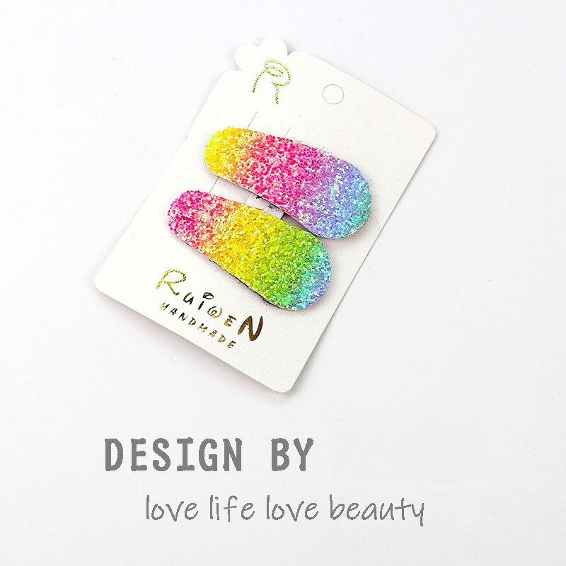 2Pcs/set Rainbow Stripes Cute Girls Baby Hairpins Hair Accessories Pairs BB Clips Glitter Hair Pins Barrettes Kids Headwear