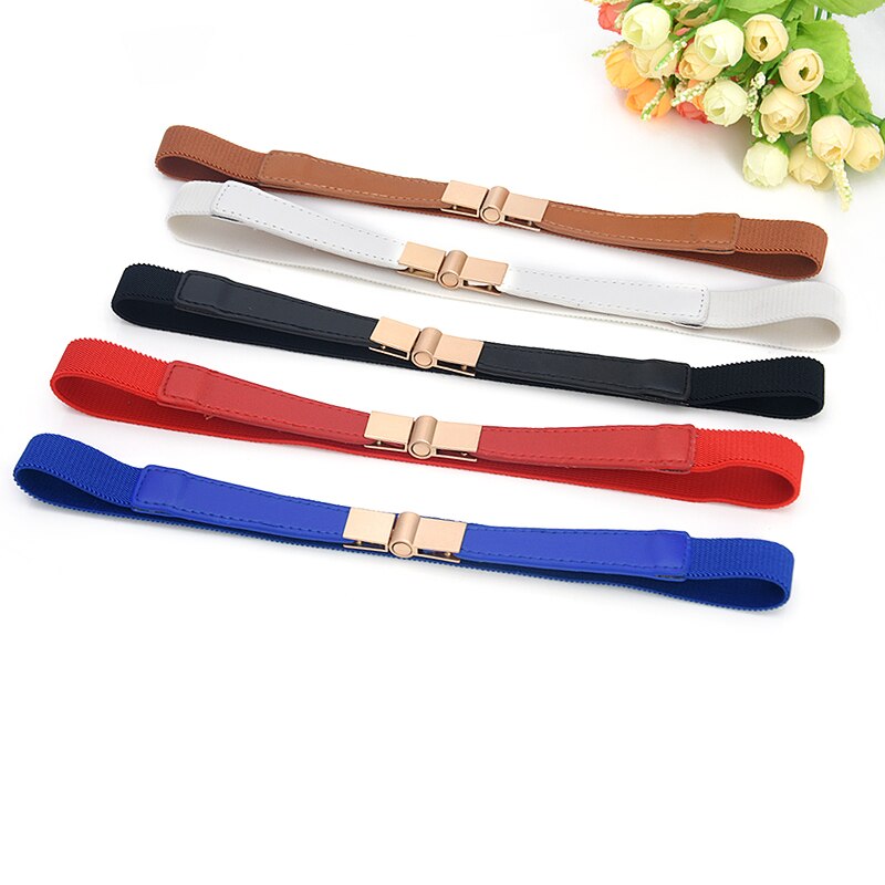 Cinturón fino para elástico Mujer, cinturón negro, rojo y blanco, ceinture