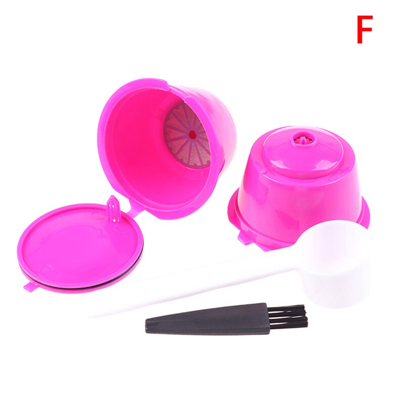 2 unidades de taza de filtro de cápsula de café reutilizable para Nescafe Dolce Gusto filtro cestas Pod suave cápsula rellenable cuchara cepillo: F
