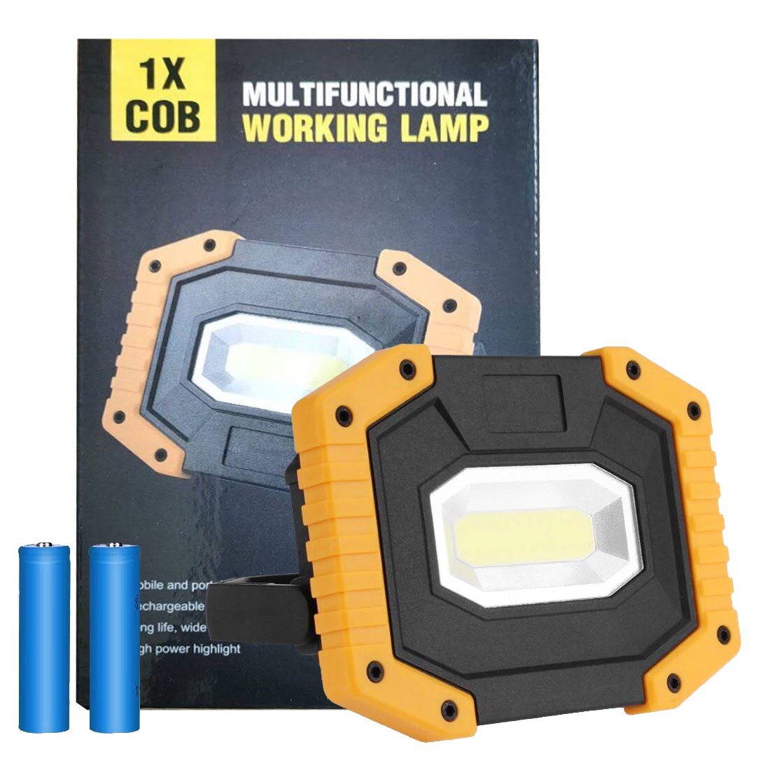 Power COB Work Lamp USB LED Portable Lantern Rechargable Waterproof 3-Mode Emergency Spotlight Floodlight for Camping Hike Run: W841 with battery