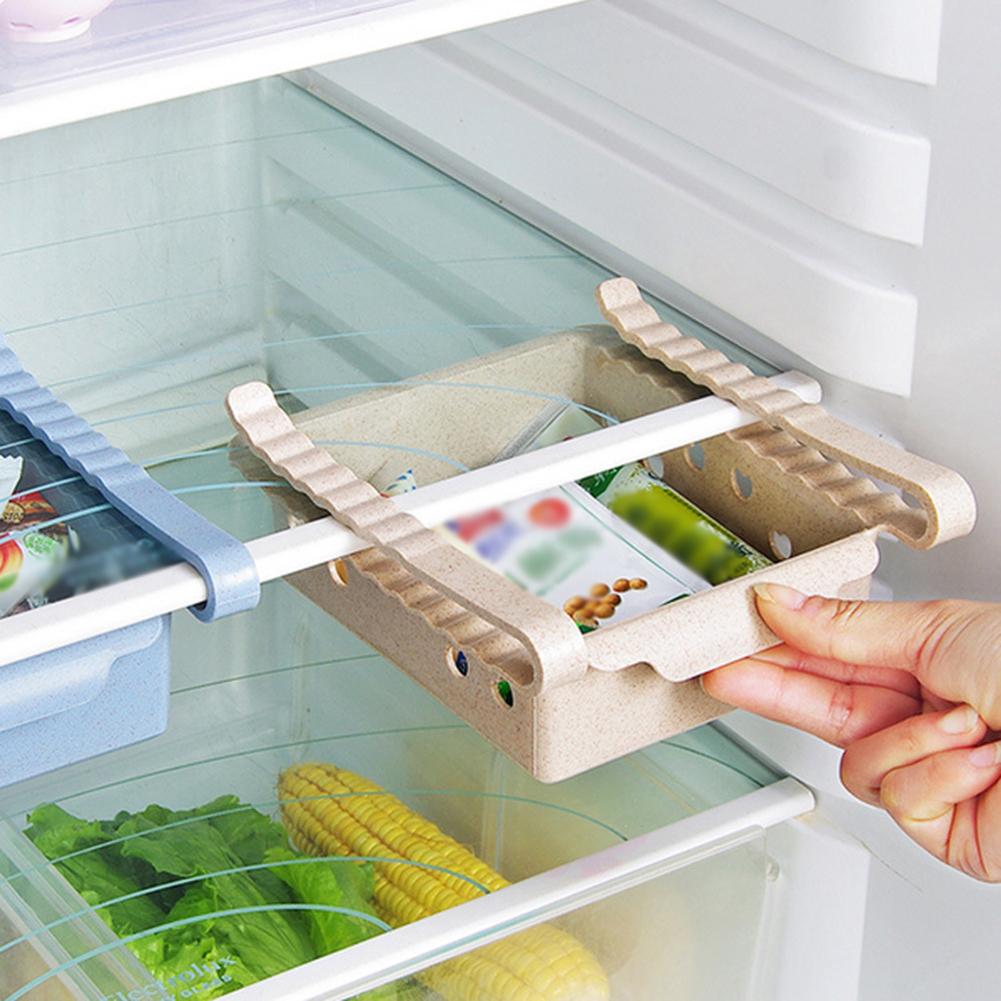 Slide Kitchen Fridge Freezer Space Saver Organizer Storage Rack Shelf Drawer