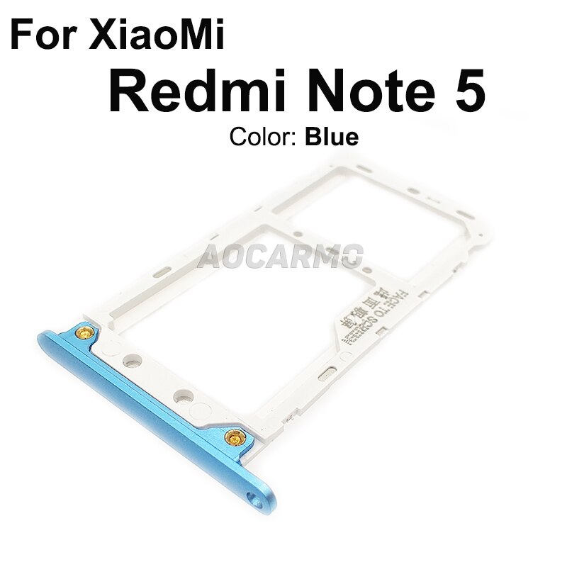 Aocarmo Für XiaoMi Redmi Hinweis 5 5A Metall Kunststoff Nano Sim Karte Tablett MicroSD Slot Halfter Ersatz Teil: Hinweis 5 -- Blau