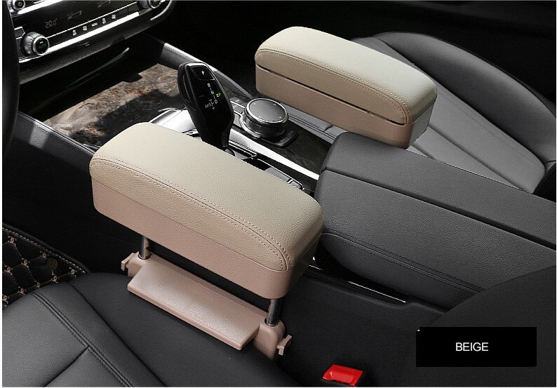 Universal Car Armrest Storage Box Adjustable Car Center Console Arm Rest Car Styling Auto Seat Gap Organizer Arm Rest Box: Beige