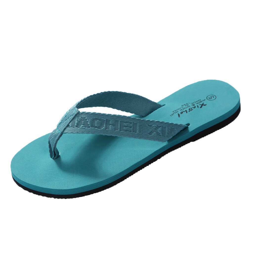 Bas doux décontracté plage tongs femmes simple plat solide pantoufle léger en plein air sandales dames bout ouvert pantoufles: Bleu / 36