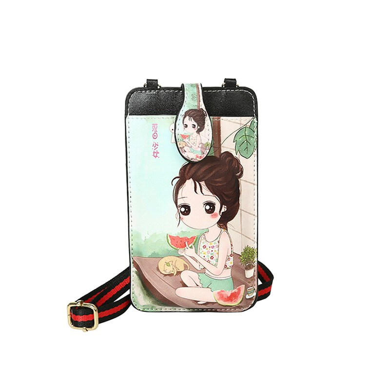 Donna Sacchetto Del Telefono mobile Della Borsa Della Moneta Delle Signore di sacchetto del telefono Croce di Spalla del Sacchetto Trasparente per Le Ragazze Carino Sacchetto Del Telefono Del Fumetto scoiattolo 742: anguria 742