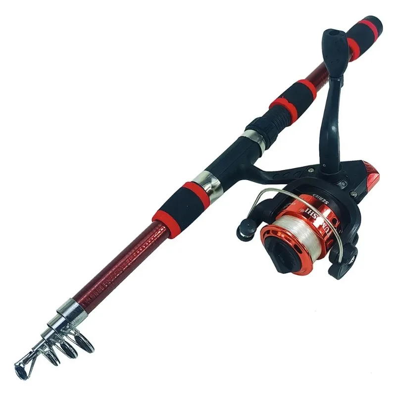 Spinning Fishing Rod and Reel Combo1.8M Telescopic Rod with 5.2:1 3BB Reel Max Drag 5kg Full Fishing Kit Fishing Set