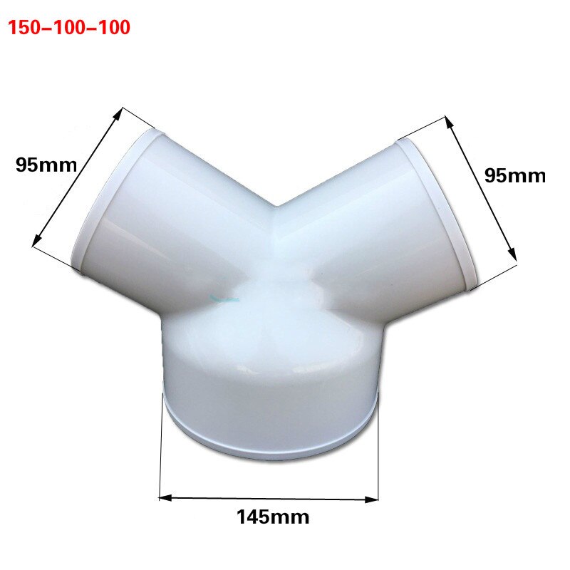Y splitter stykke 100/150/200mm ventilationskanal trevejs kobler blæser stik 3- vejs splitter til ventilationsrør abs montering: 150-100-100