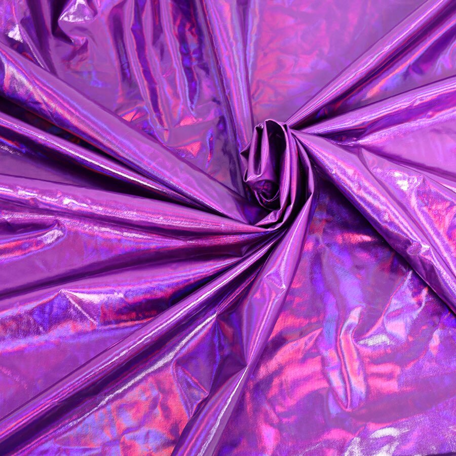 Holografische folie iriserende spandex stof, 2 -weg rekbaar voor doe-het-zelf podium leotard kostuum, 60 "breed per meter: Paars