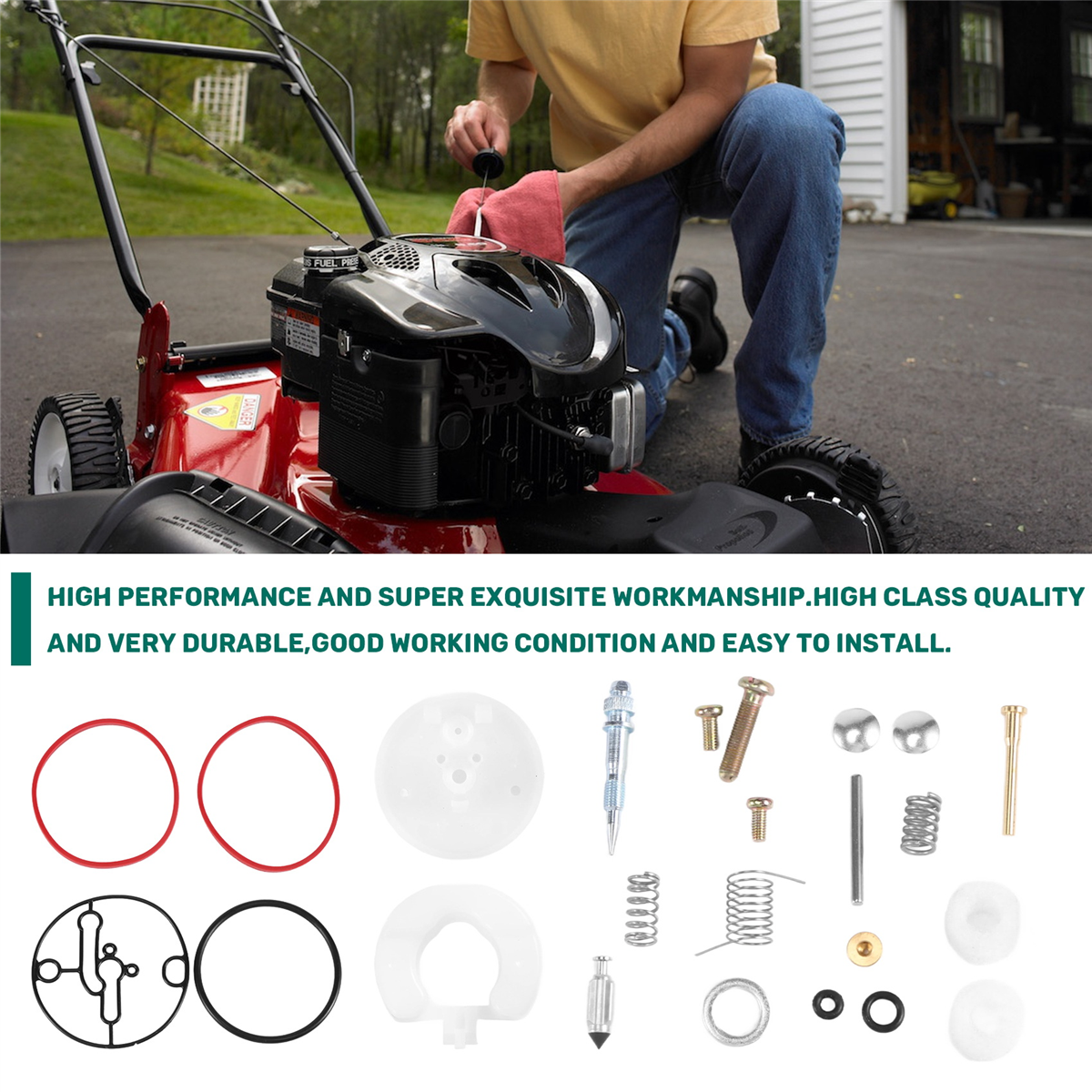 Rasenmäher-Vergaser-Reparatursatz, Vergaser-Umbauset für Briggs-Stratton 11 PS–19 PS 796184 Meisterüberholung für Nikki-Kohlenhydrate