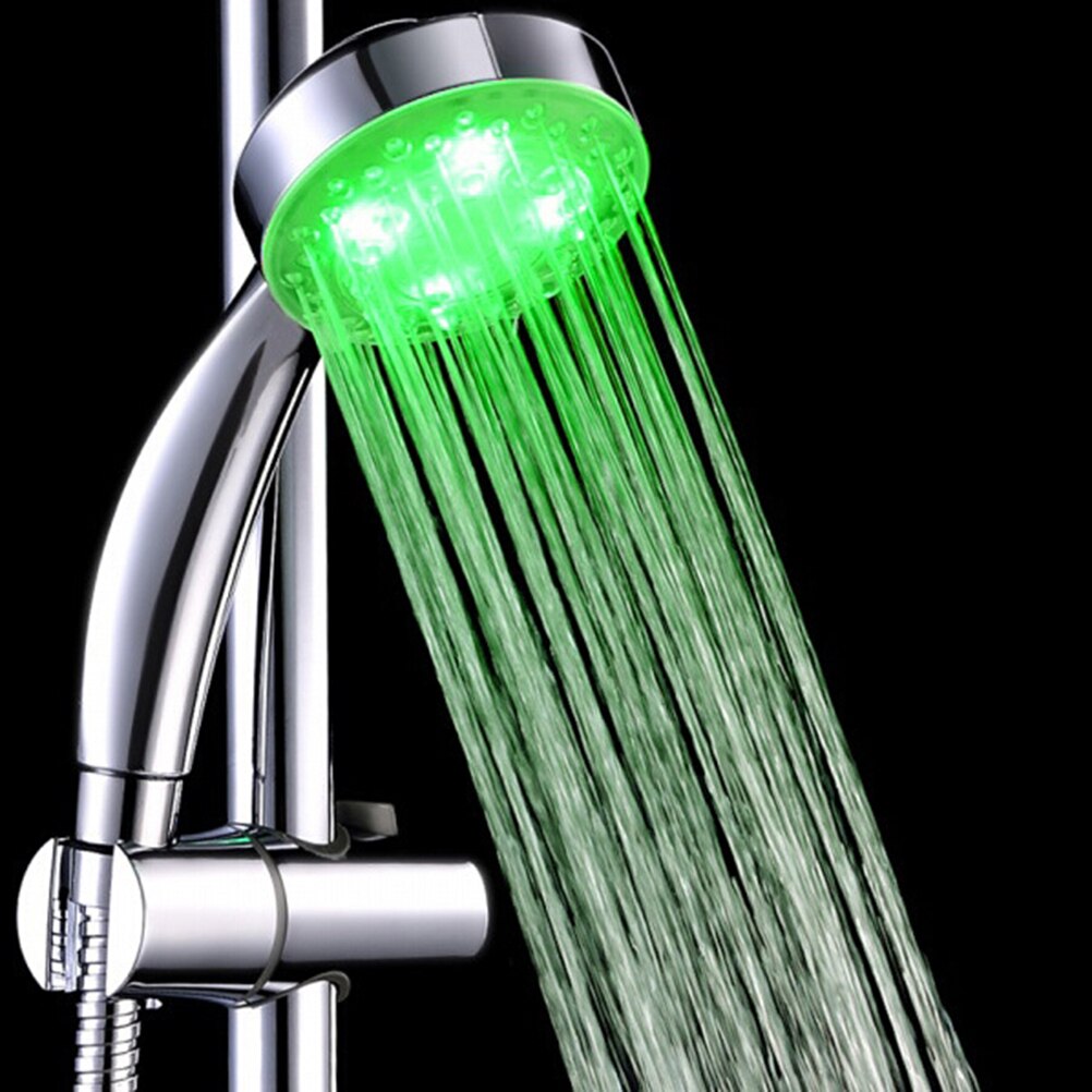 Colorful LED Shower Head 7-Color Changing Shower Head No Battery LED Waterfall Shower Head Round Bathroom Showerhead