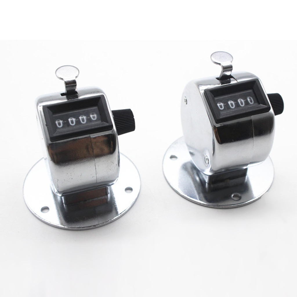 Hand Tally Counter With Base Digit Finger Ring Desktop Silver Tally 4 Digit Palm Counters Digital Tally Counter Clicker Timer L4
