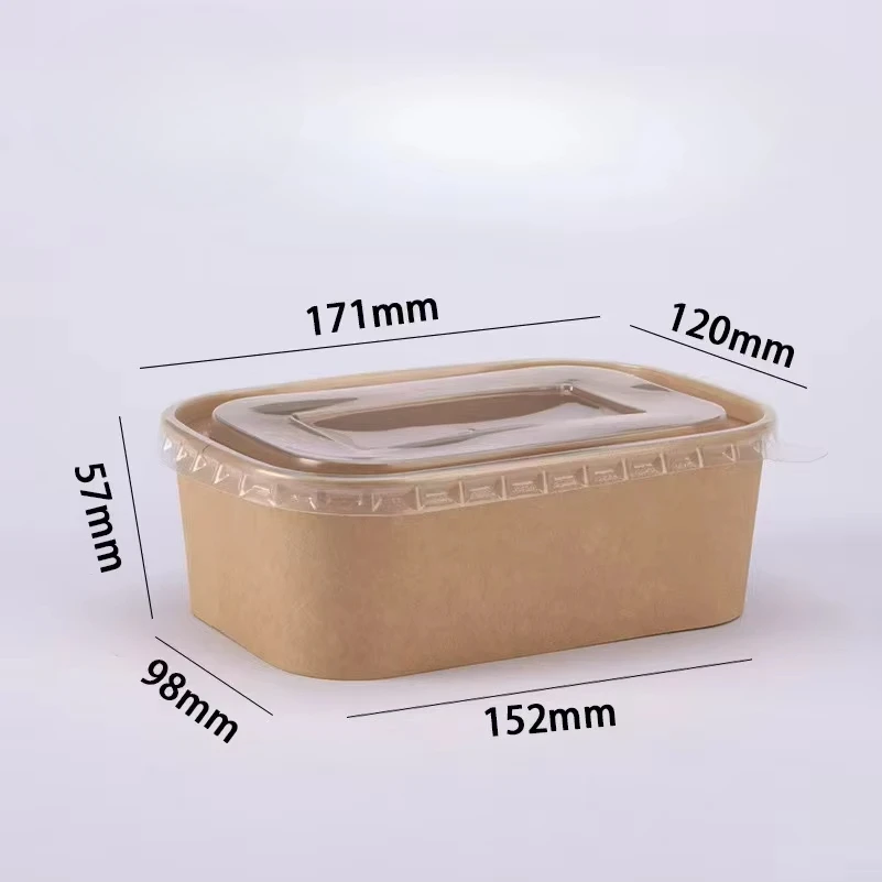 Disposable Lunch Box Eco-friendly Kraft Paper Food Grade Thickened Rectangular Takeaway Box Microwave Heating: Silver