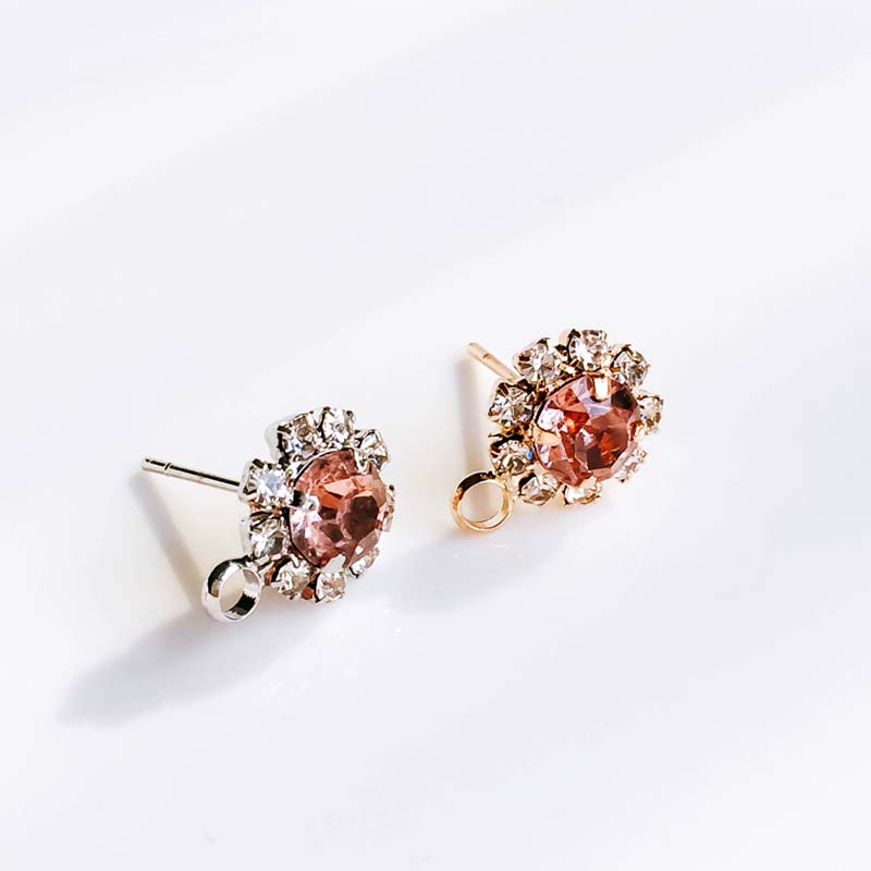 ZEROUP Rhinestone White K Gold Plated Stud Earrings 4 Colors Ear Accessories Jewelry Component Diy Material Handmade 6pcs: KP810-1 / kc gold