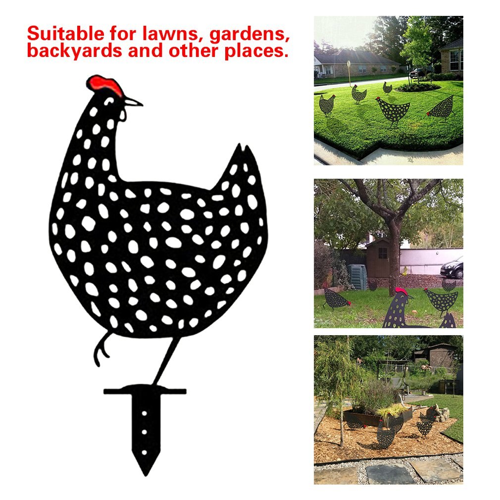 Chicken Yard Art Rooster Metal Animal Stakes Chicken Garden Silhouette Yard Art For Festival Chicken Statue Sculpture