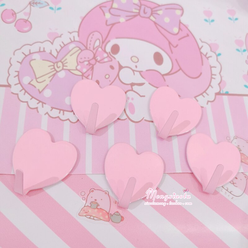 5 Stks/partij Creatieve Metalen Leuke Hartvormige Haak Sterke Zelfklevende Plakken Muur Lager Keuken Haak Geen Spoor Na Plakken deur Haak