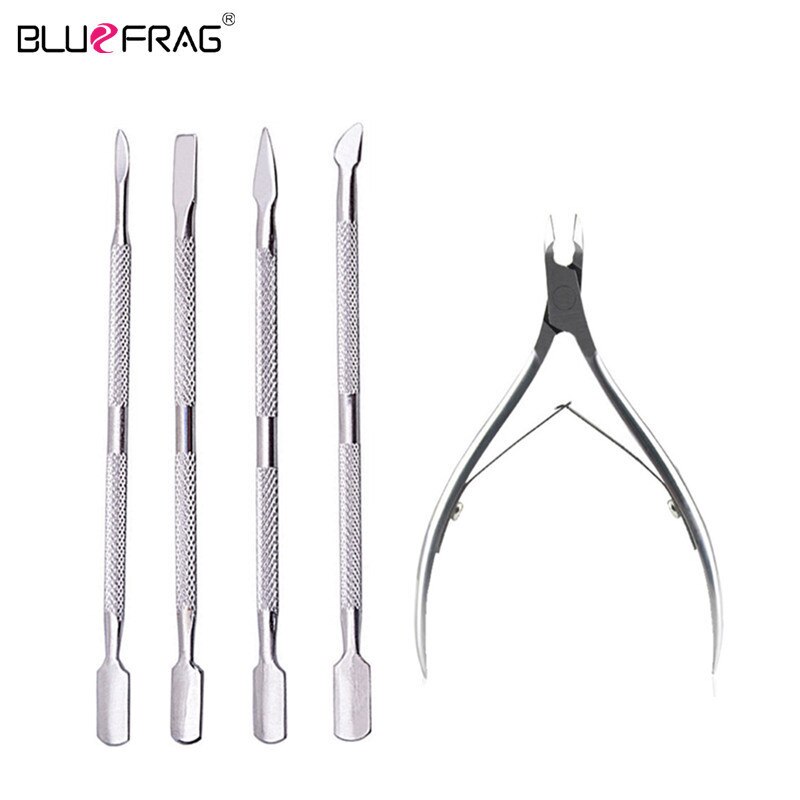 Nagelkunstgereedschap nagelriemverwijderaar nagelriemschaartje nagelriemduwer knipper schaar dode huid manicure pedicure roestvrij staal: Set van 5 stuks